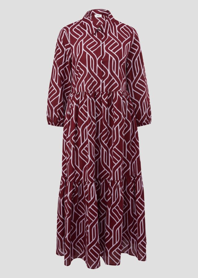 Baumwollkleid mit grafischem Print und Volants