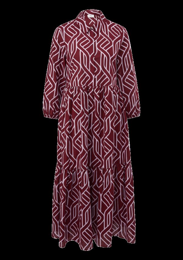 Baumwollkleid mit grafischem Print und Volants