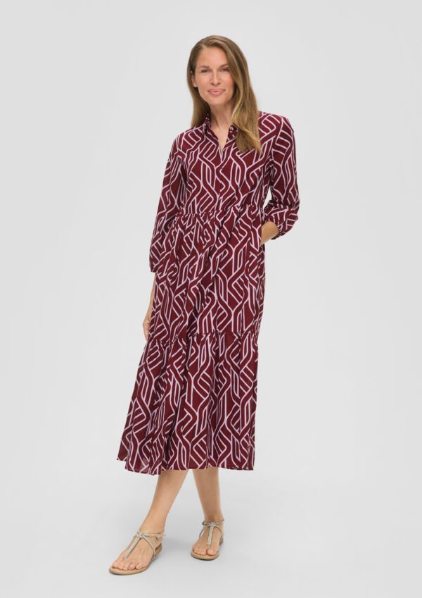 Baumwollkleid mit grafischem Print und Volants