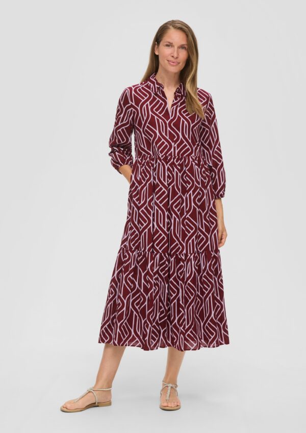 Baumwollkleid mit grafischem Print und Volants