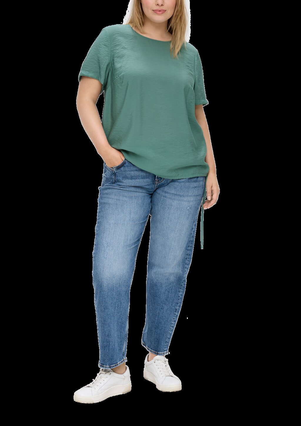 Gemusterte Viskosebluse in O-Shape