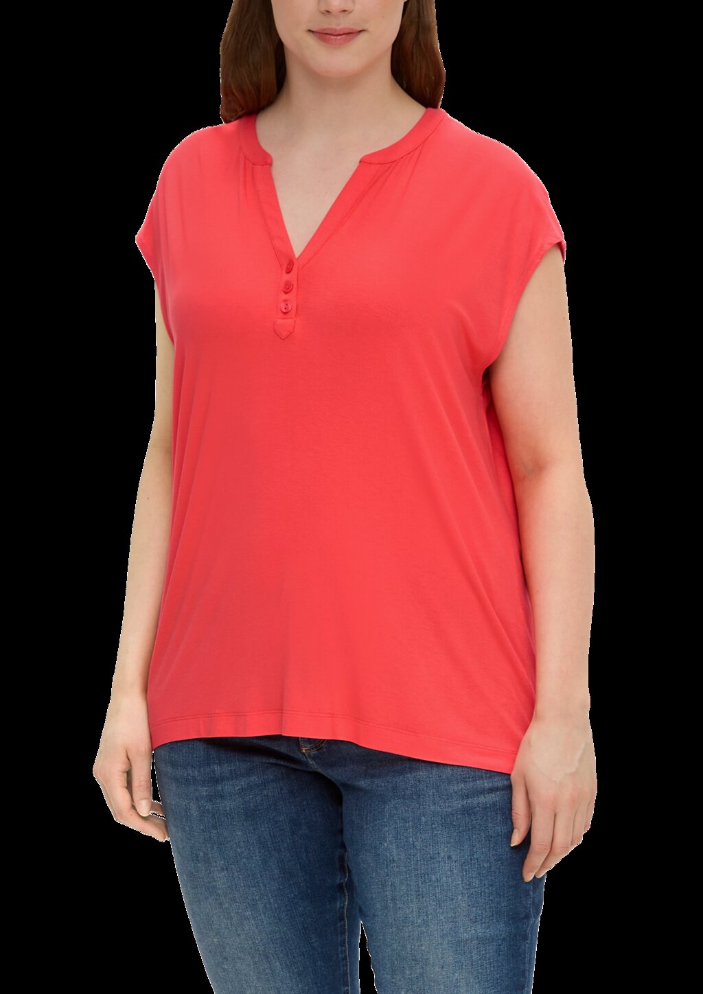 T-Shirt aus Viskosestretch mit V-Ausschnitt