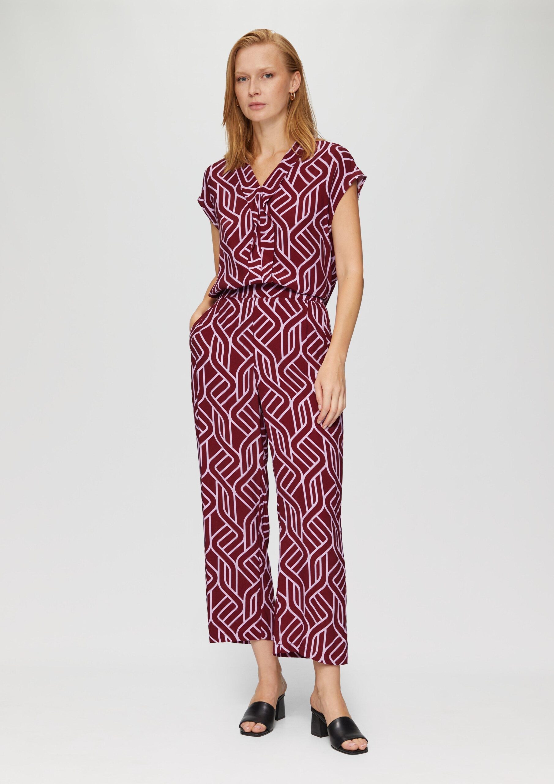 Fließende Culotte aus Viskose mit grafischem Muster