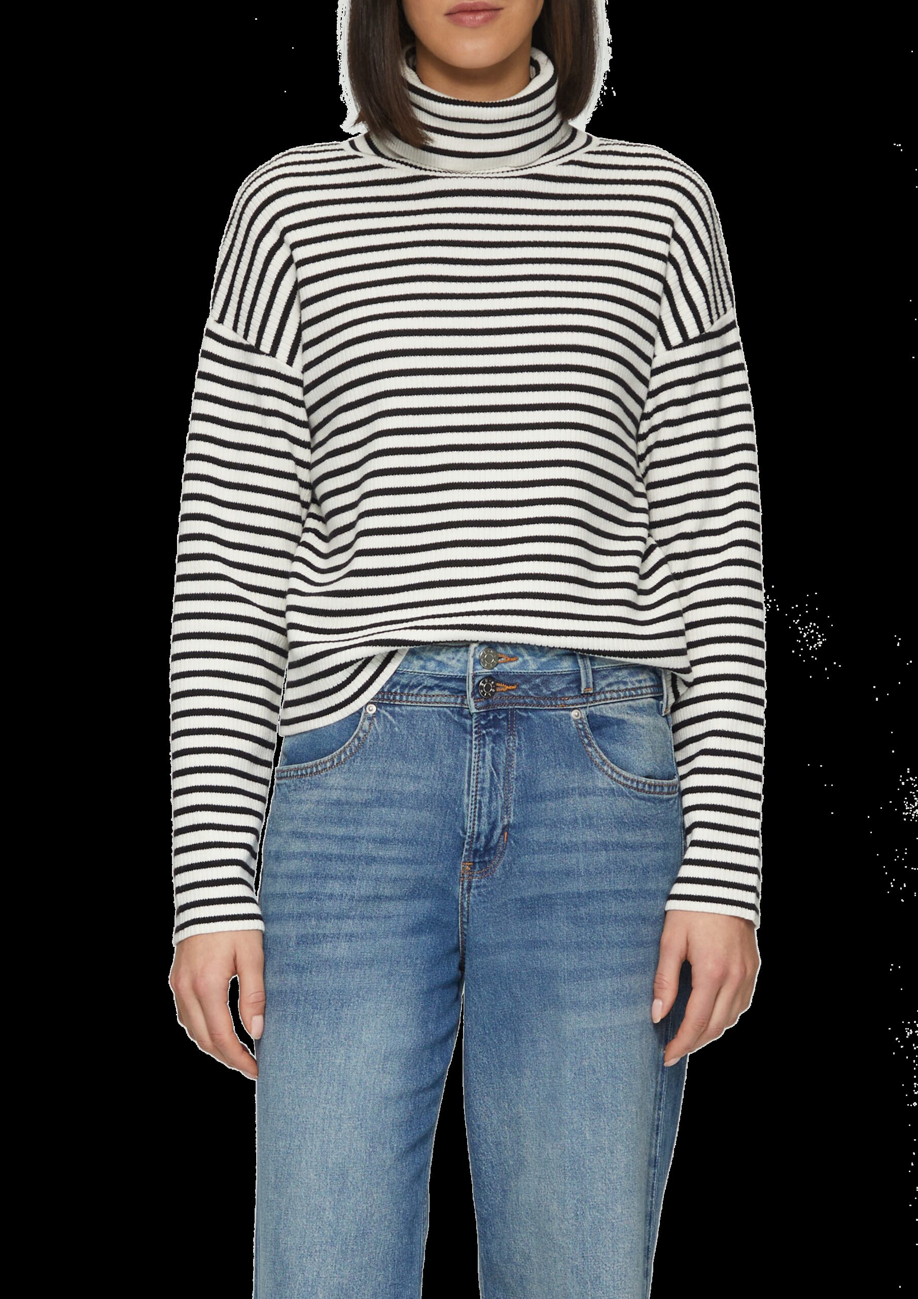 Rollkragenpullover mit Rippstruktur