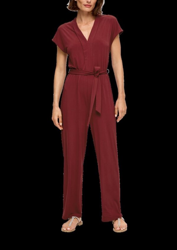 Jersey-Overall mit Stoffgürtel