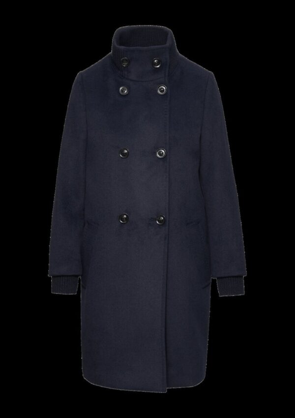 Wollmantel mit geripptem Stehkragen