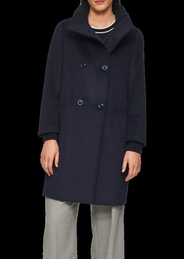 Wollmantel mit geripptem Stehkragen