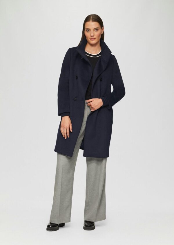 Wollmantel mit geripptem Stehkragen