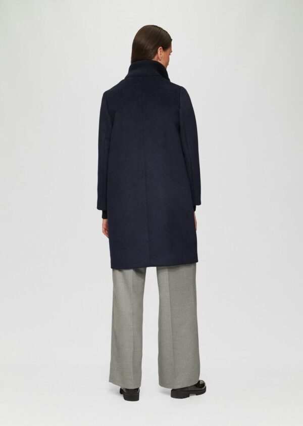 Wollmantel mit geripptem Stehkragen