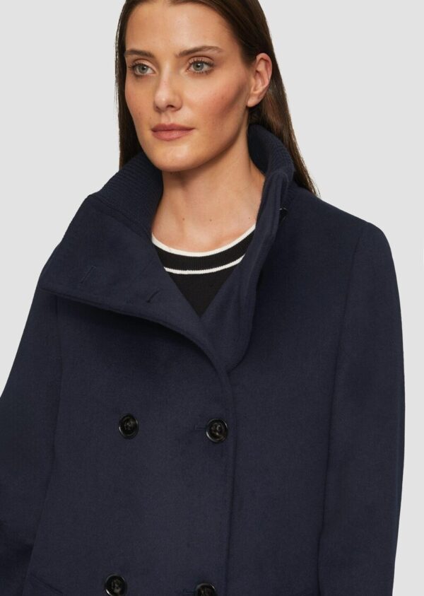 Wollmantel mit geripptem Stehkragen