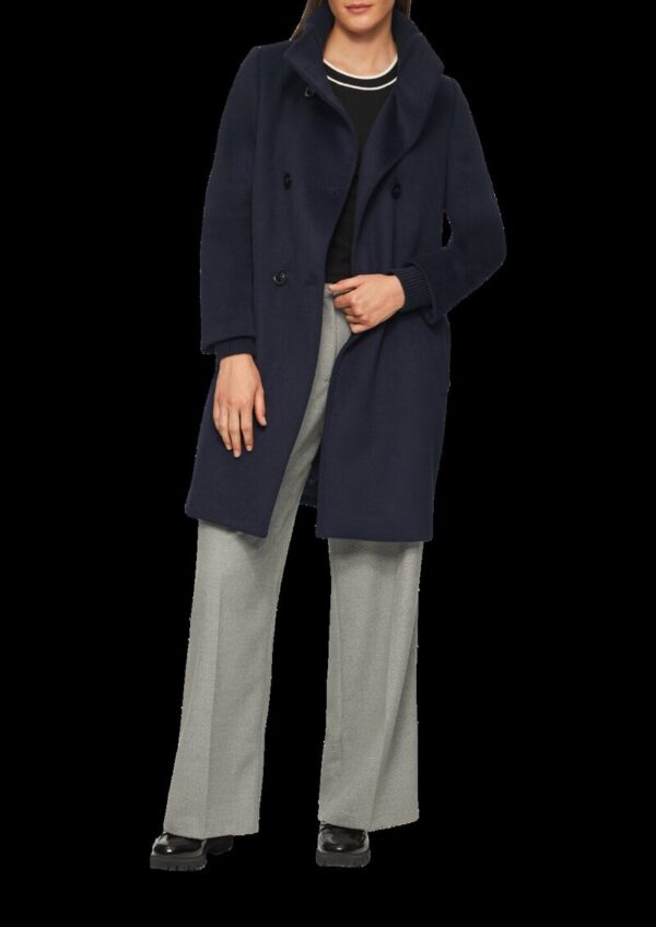 Wollmantel mit geripptem Stehkragen