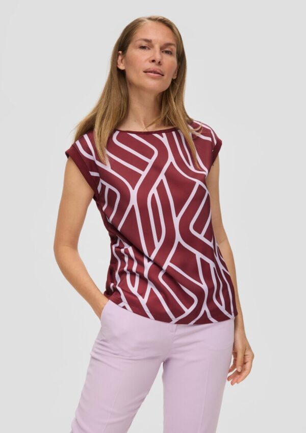 Ärmelloses Blusenshirt im Materialmix