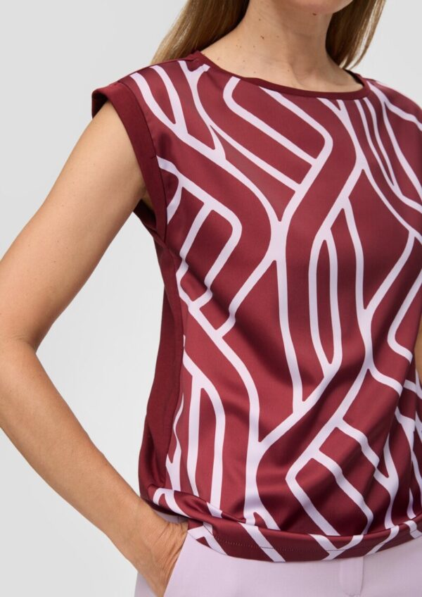 Ärmelloses Blusenshirt im Materialmix