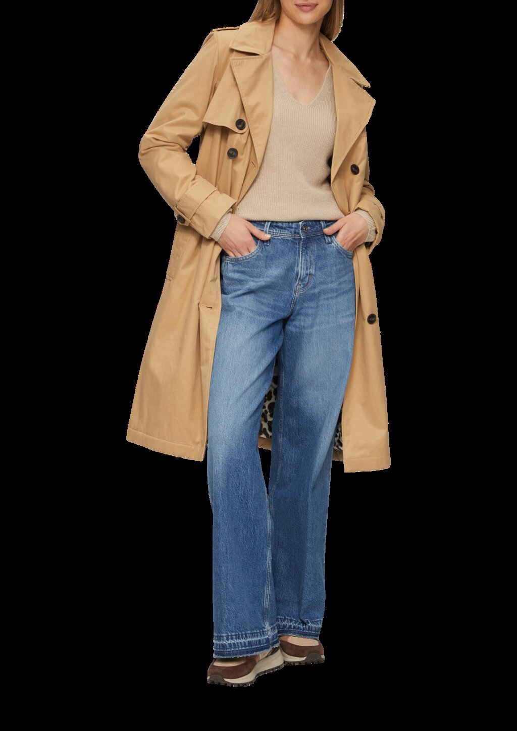 Strickpullover mit V-Ausschnitt und Raglan-Ärmeln