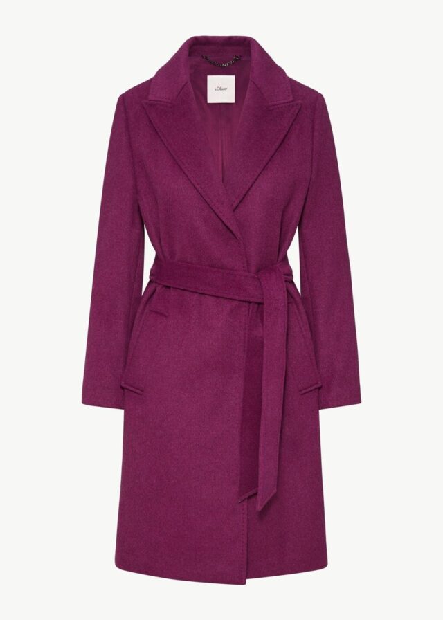 Mantel aus Wollmix mit Druckknöpfen und Bindegürtel