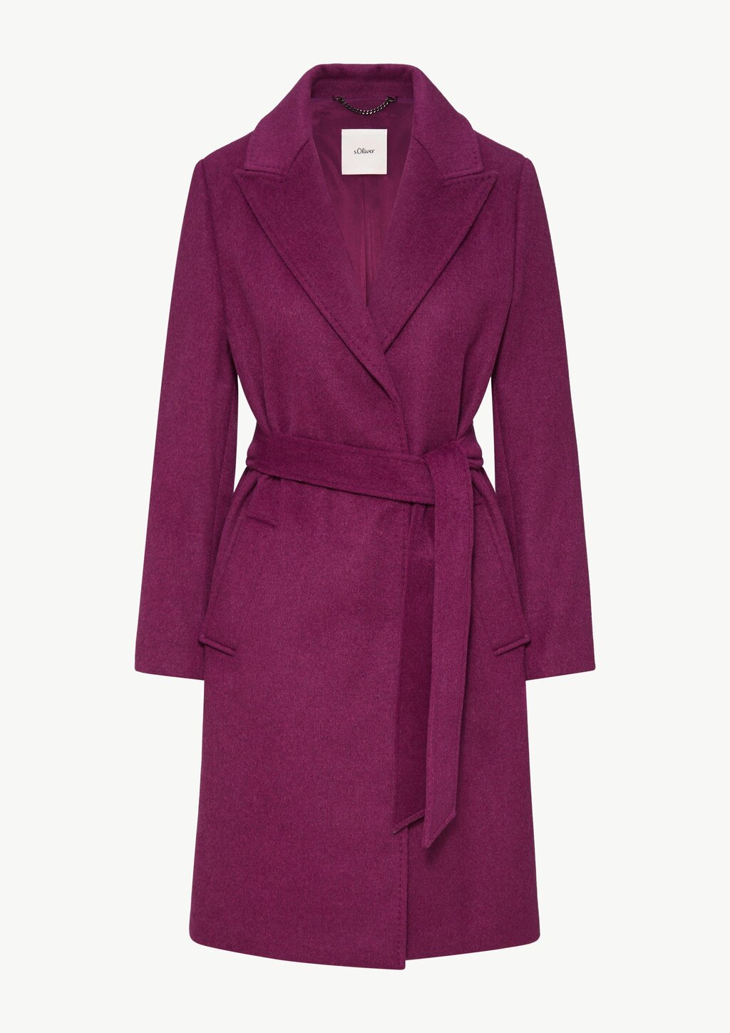 Mantel aus Wollmix mit Druckknöpfen und Bindegürtel