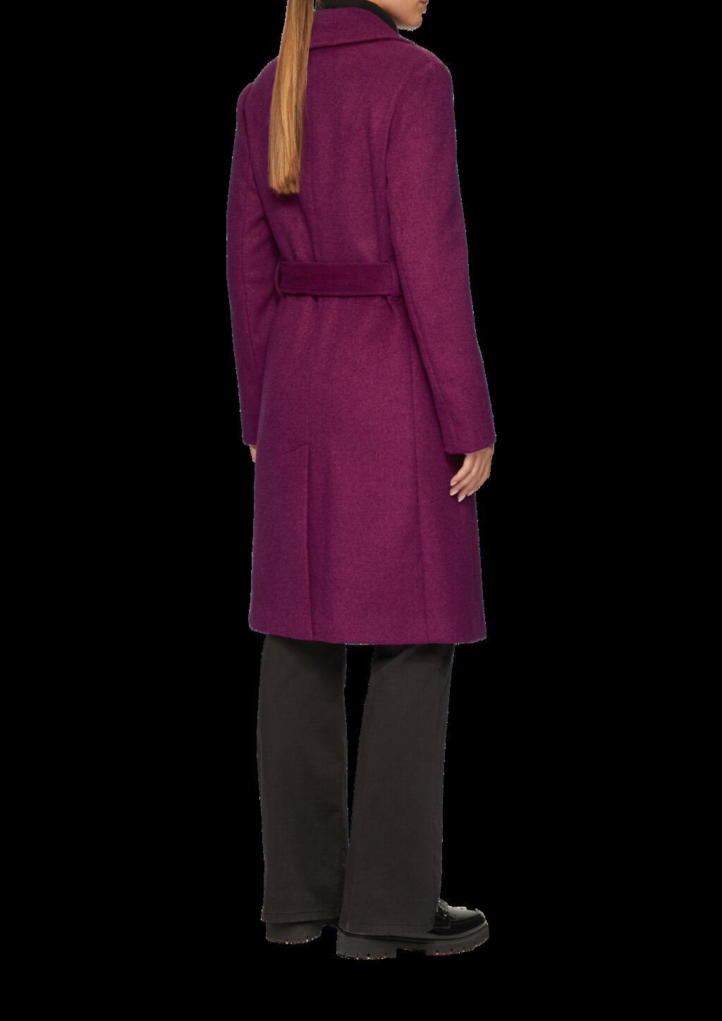 Mantel aus Wollmix mit Druckknöpfen und Bindegürtel