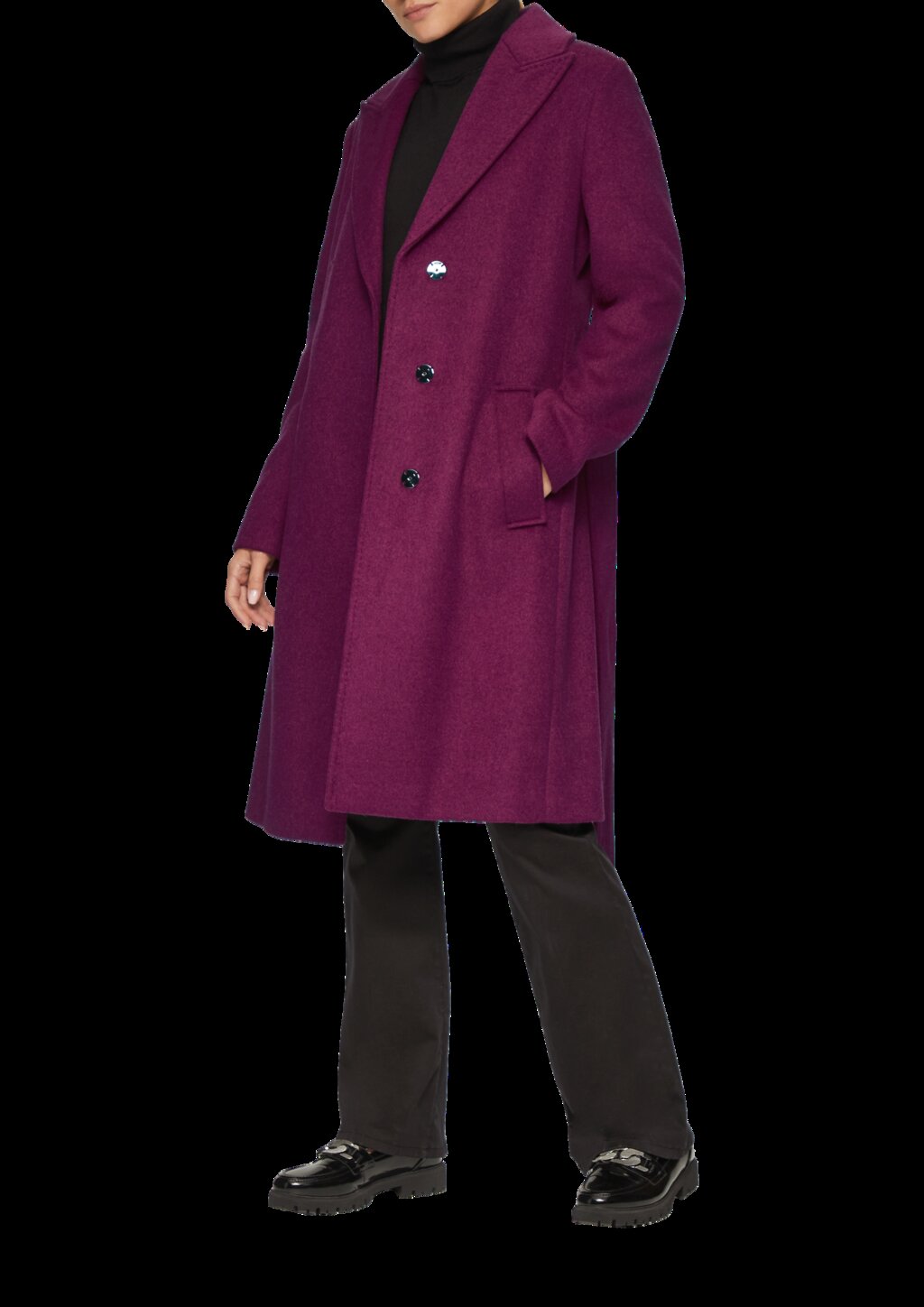 Mantel aus Wollmix mit Druckknöpfen und Bindegürtel