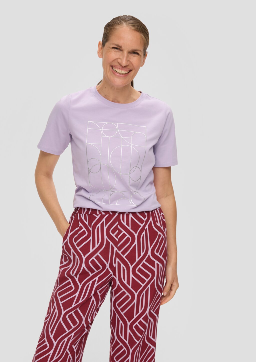 T-Shirt mit Metallic-Print