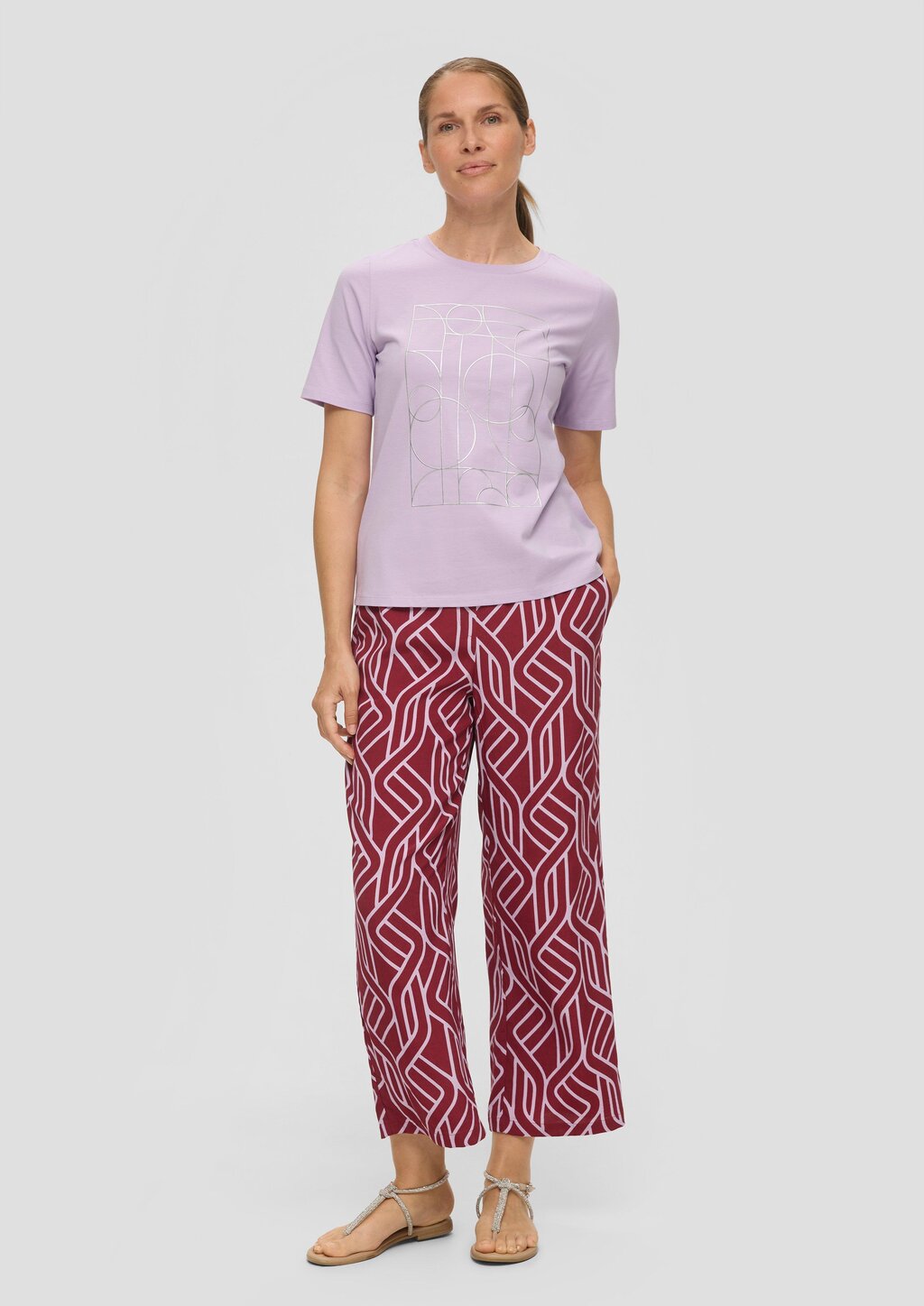 T-Shirt mit Metallic-Print