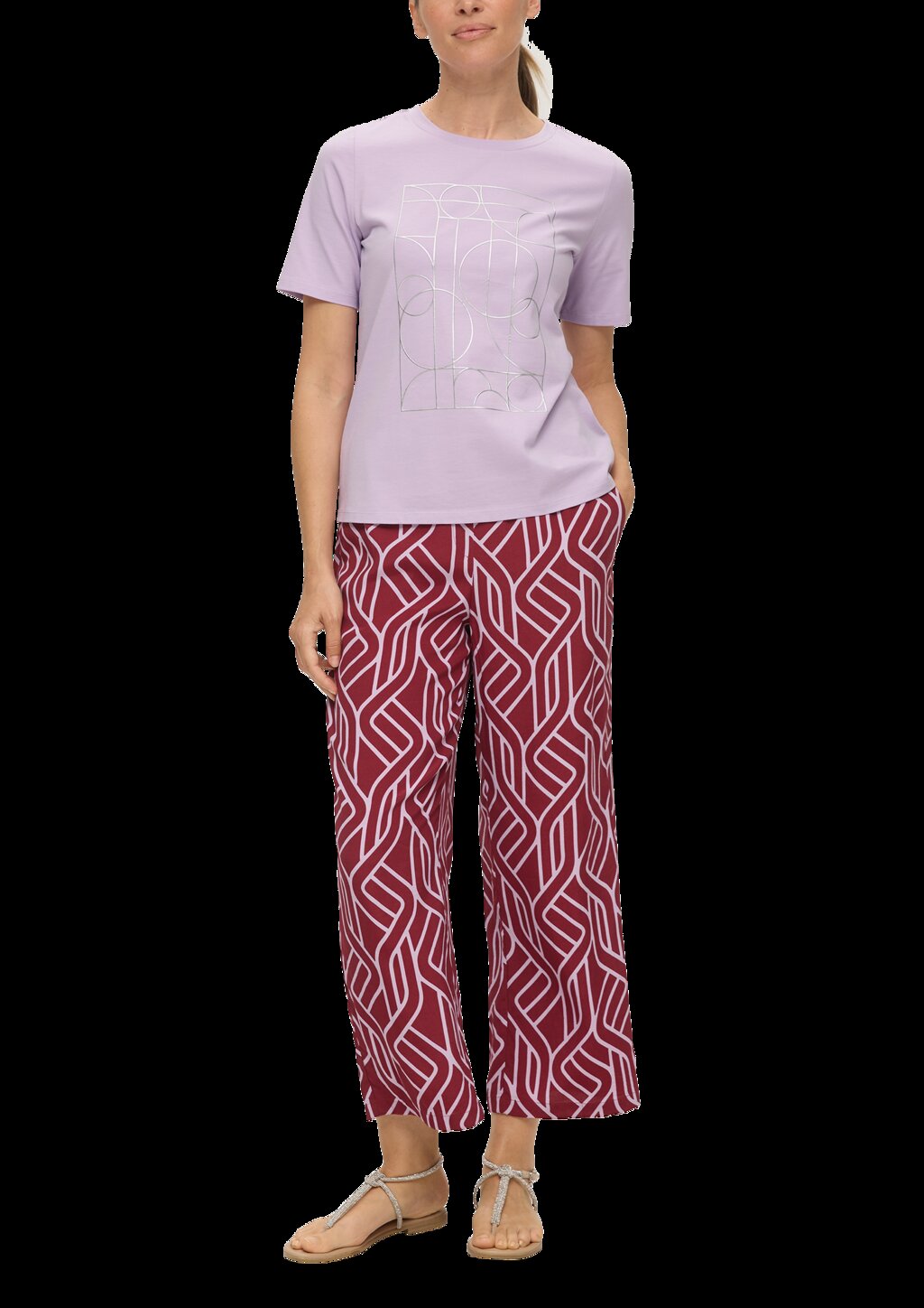 T-Shirt mit Metallic-Print