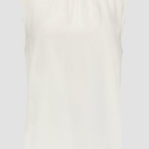 Ärmellose Bluse mit Rundhals-Ausschnitt und Raffung