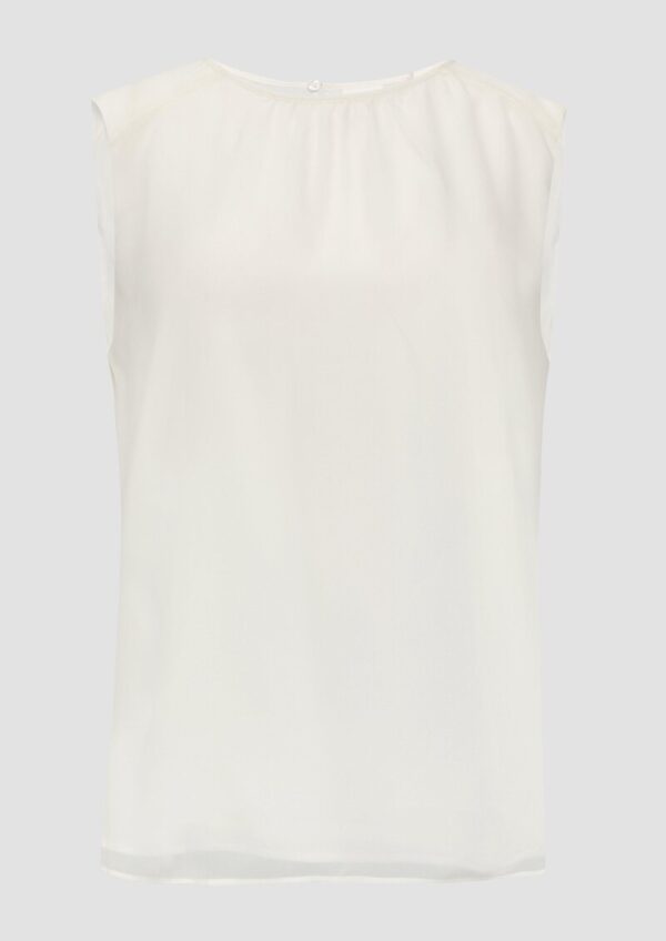 Ärmellose Bluse mit Rundhals-Ausschnitt und Raffung