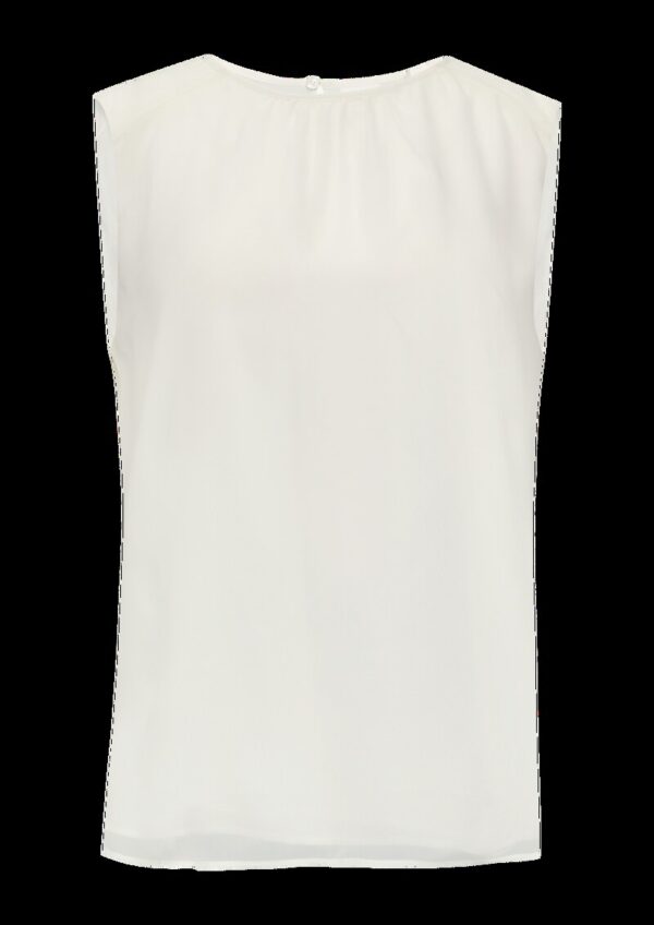 Ärmellose Bluse mit Rundhals-Ausschnitt und Raffung