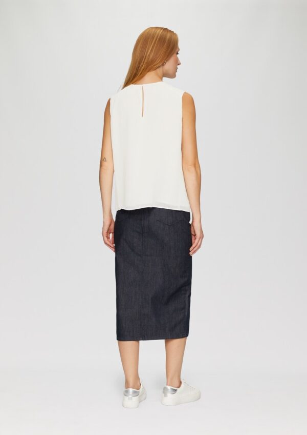 Ärmellose Bluse mit Rundhals-Ausschnitt und Raffung