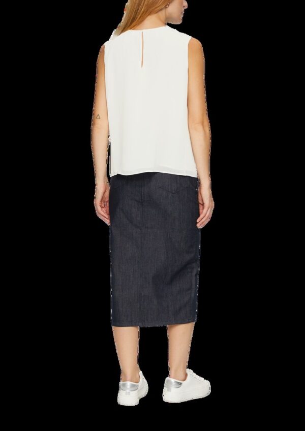 Ärmellose Bluse mit Rundhals-Ausschnitt und Raffung