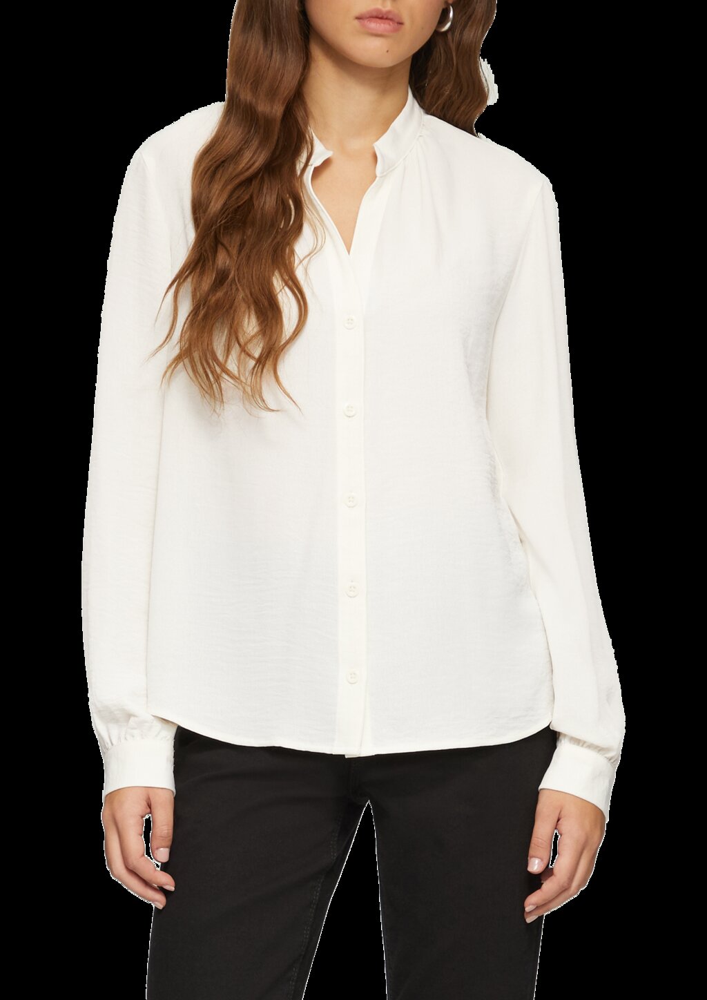 Durchgeknöpfte Bluse aus Crêpe