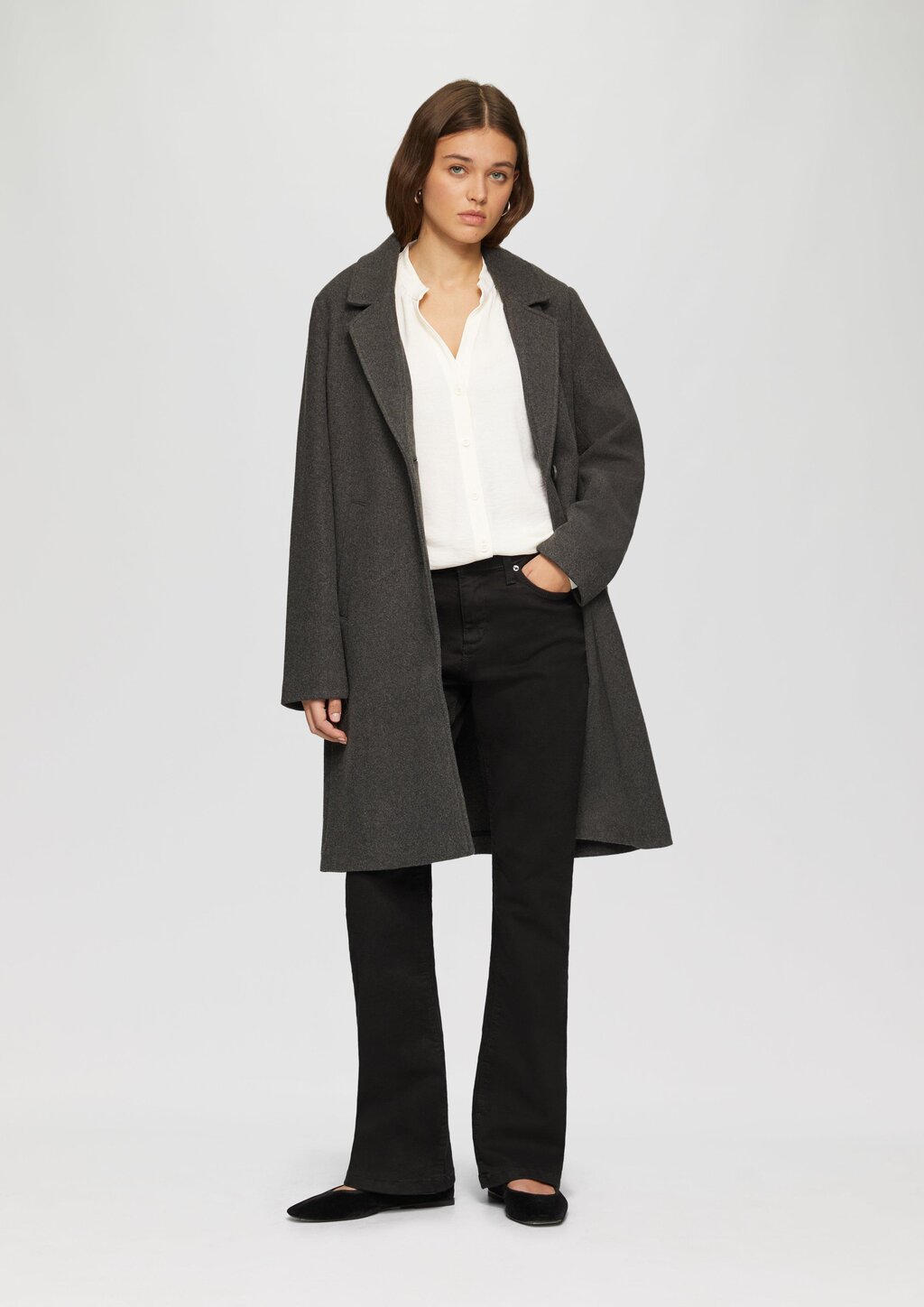 Durchgeknöpfte Bluse aus Crêpe