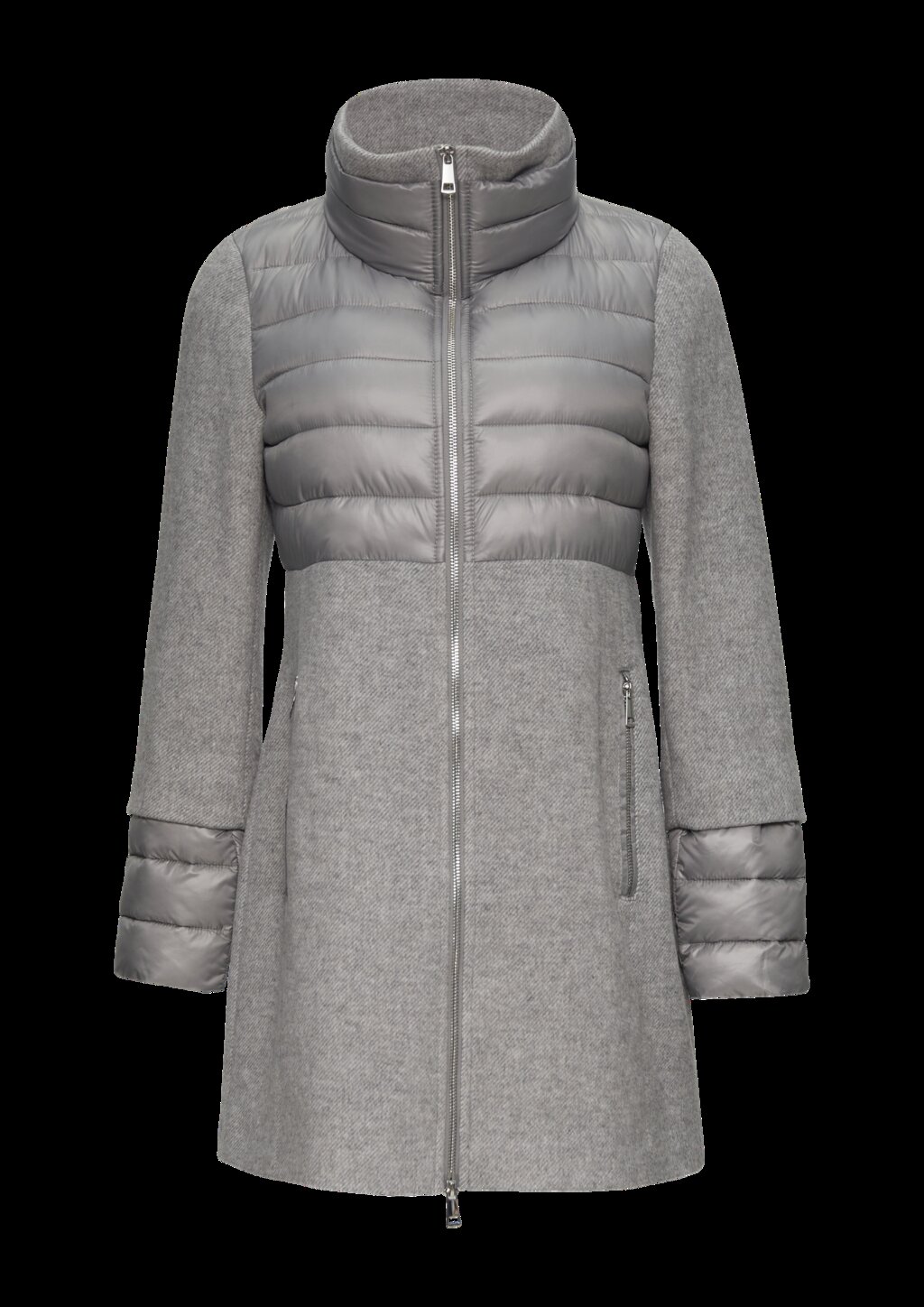 Mantel im Fabricmix mit hohem Stehkragen