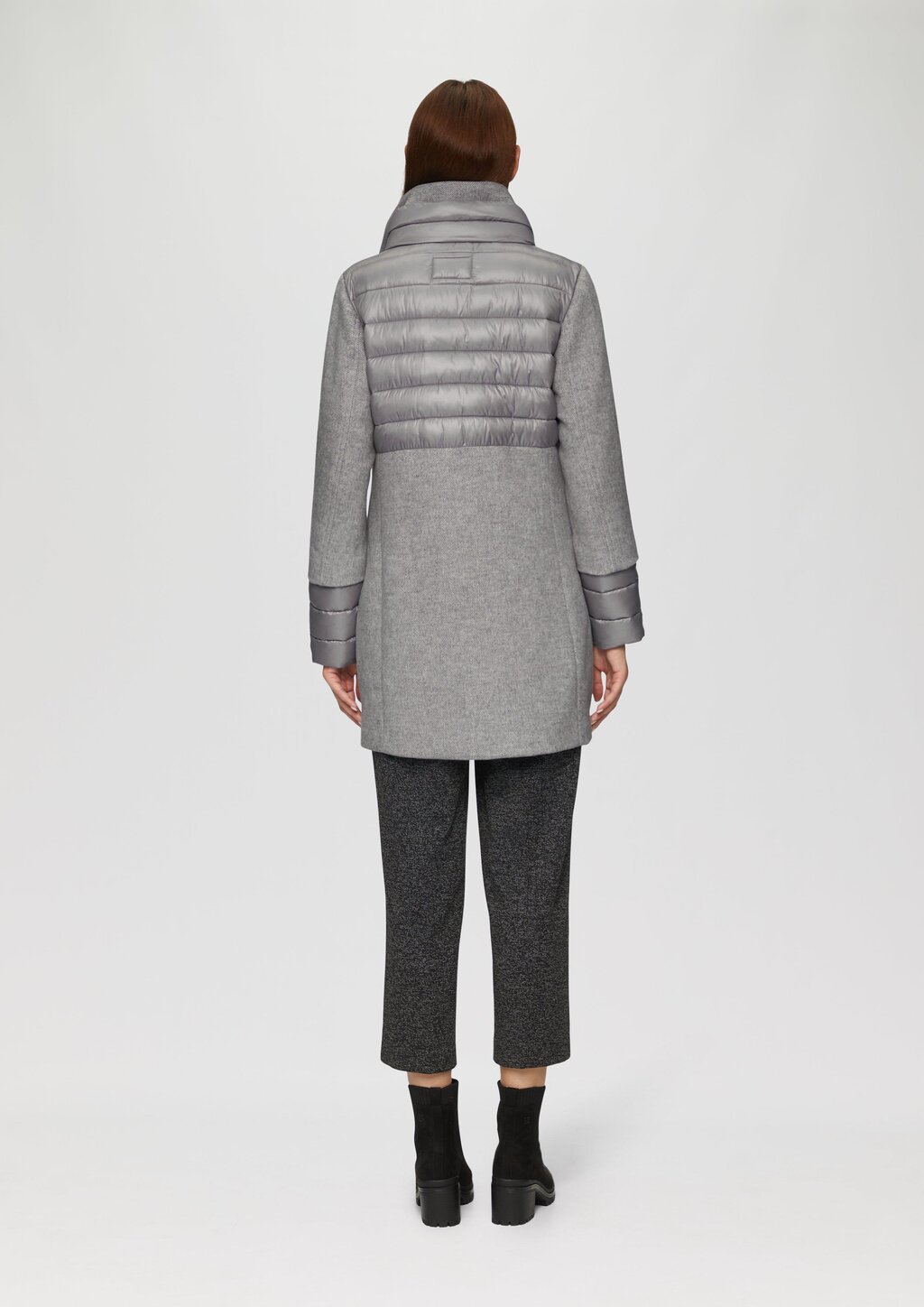 Mantel im Fabricmix mit hohem Stehkragen