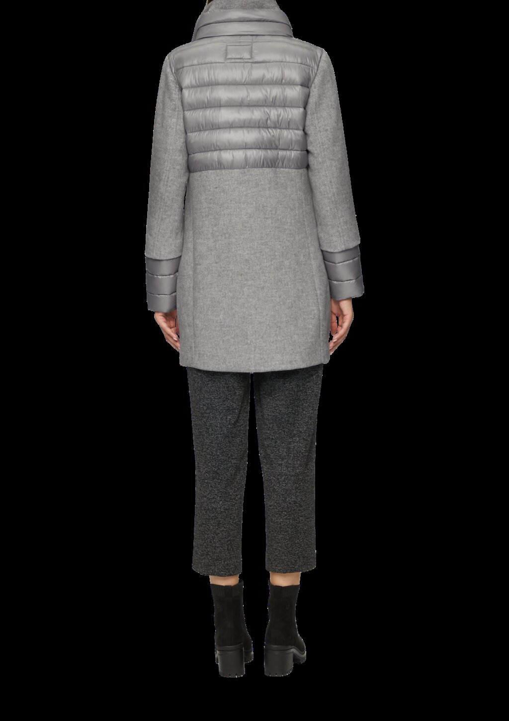 Mantel im Fabricmix mit hohem Stehkragen