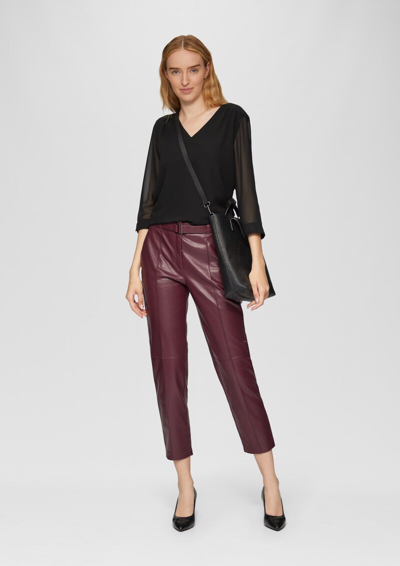 Chiffonbluse mit Raffung an der Schulter und transparenten Ärmeln