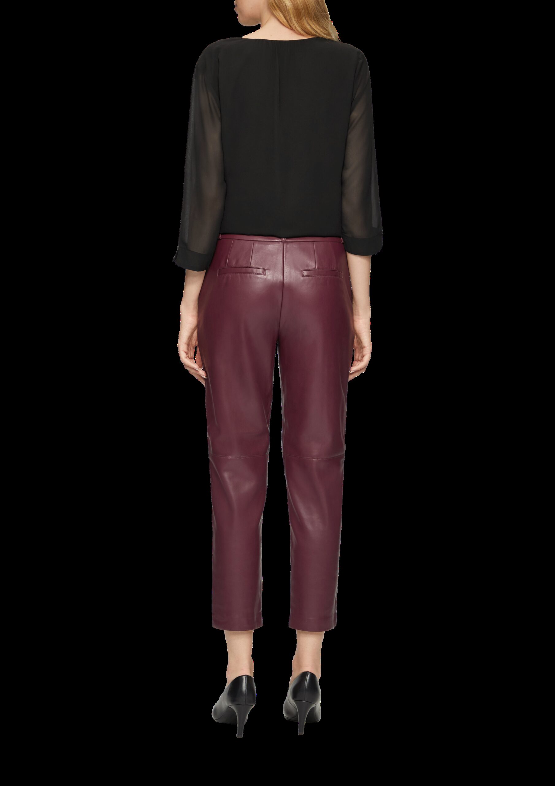 Chiffonbluse mit Raffung an der Schulter und transparenten Ärmeln