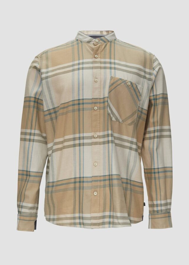 Regular Fit: Softes Karohemd mit Stehkragen