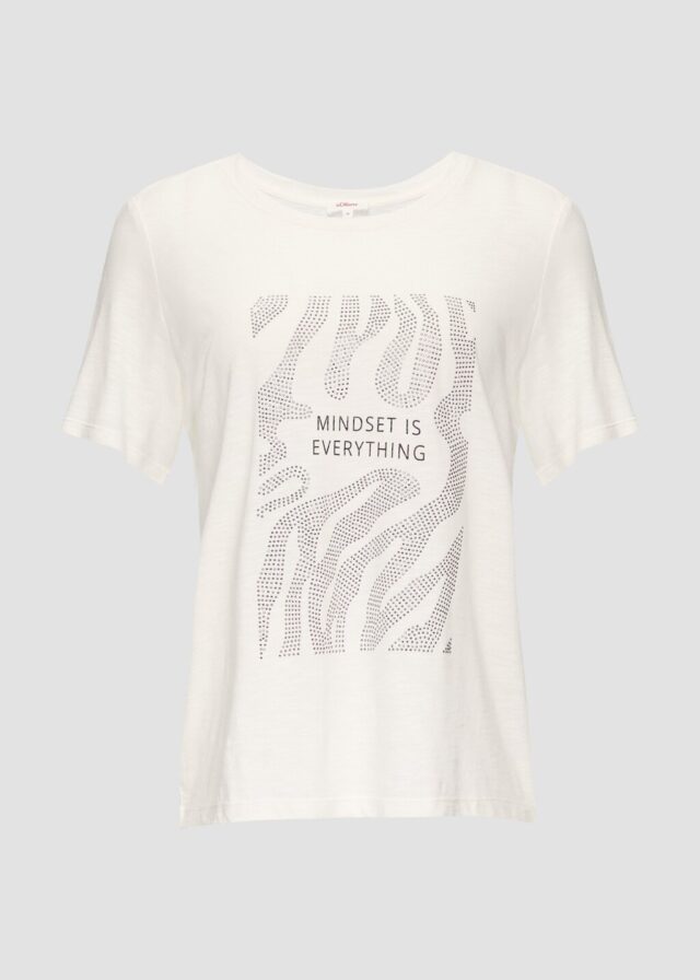 Flammgarnshirt mit Schmucksteinen