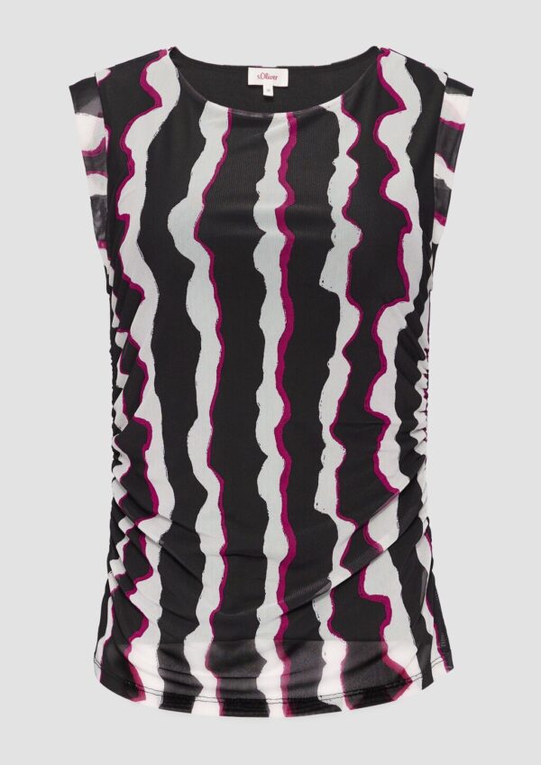 Mesh-Top mit seitlichen Raffungen