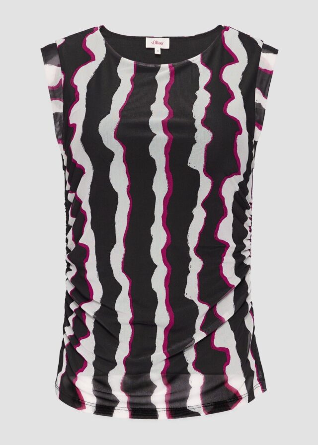 Mesh-Top mit seitlichen Raffungen