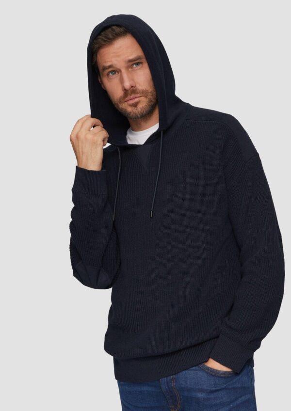 Gestrickter Relaxed-Fit-Hoodie im Fabricmix
