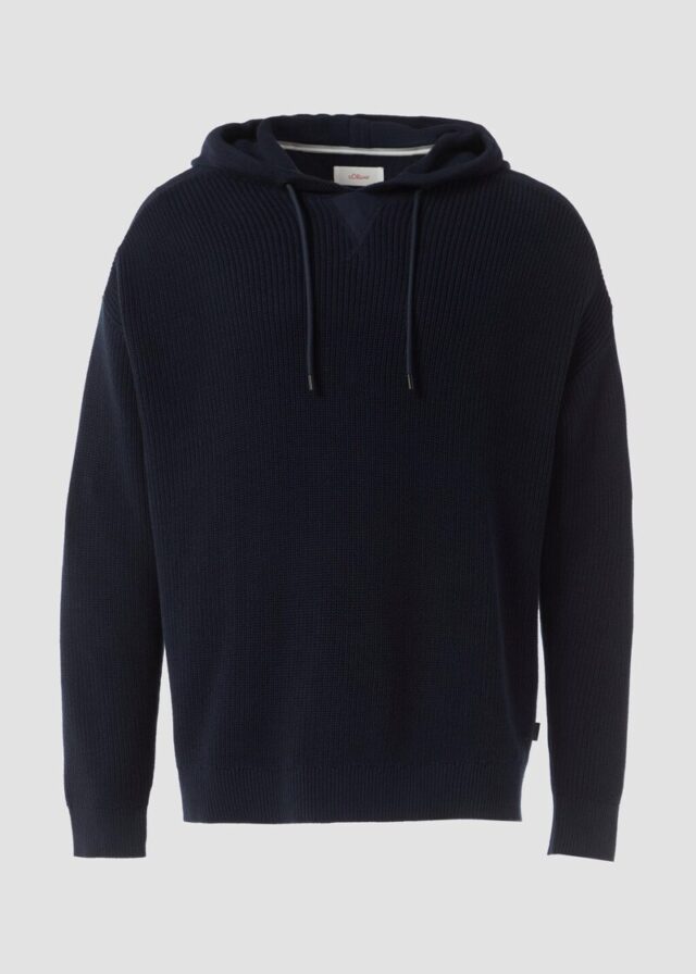 Gestrickter Relaxed-Fit-Hoodie im Fabricmix