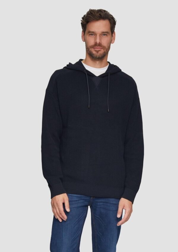 Gestrickter Relaxed-Fit-Hoodie im Fabricmix