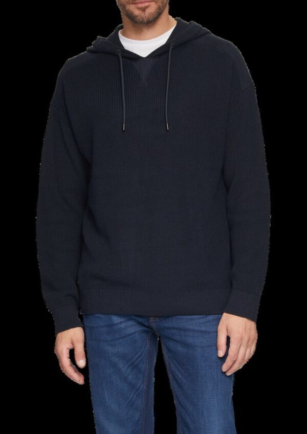 Gestrickter Relaxed-Fit-Hoodie im Fabricmix