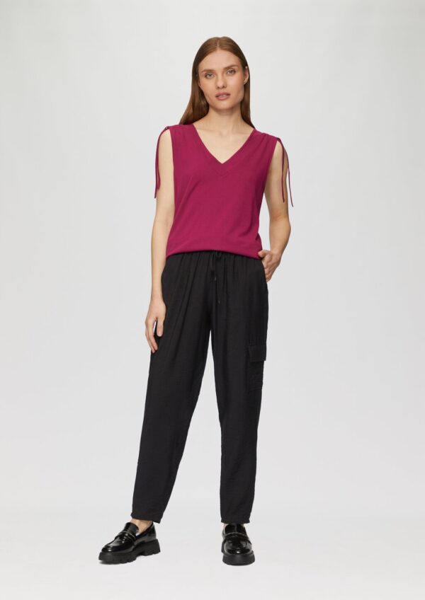 Jogpants aus strukturierter Viskose mit Cargotasche