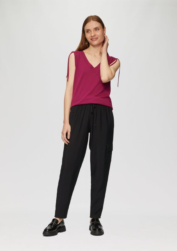 Jogpants aus strukturierter Viskose mit Cargotasche