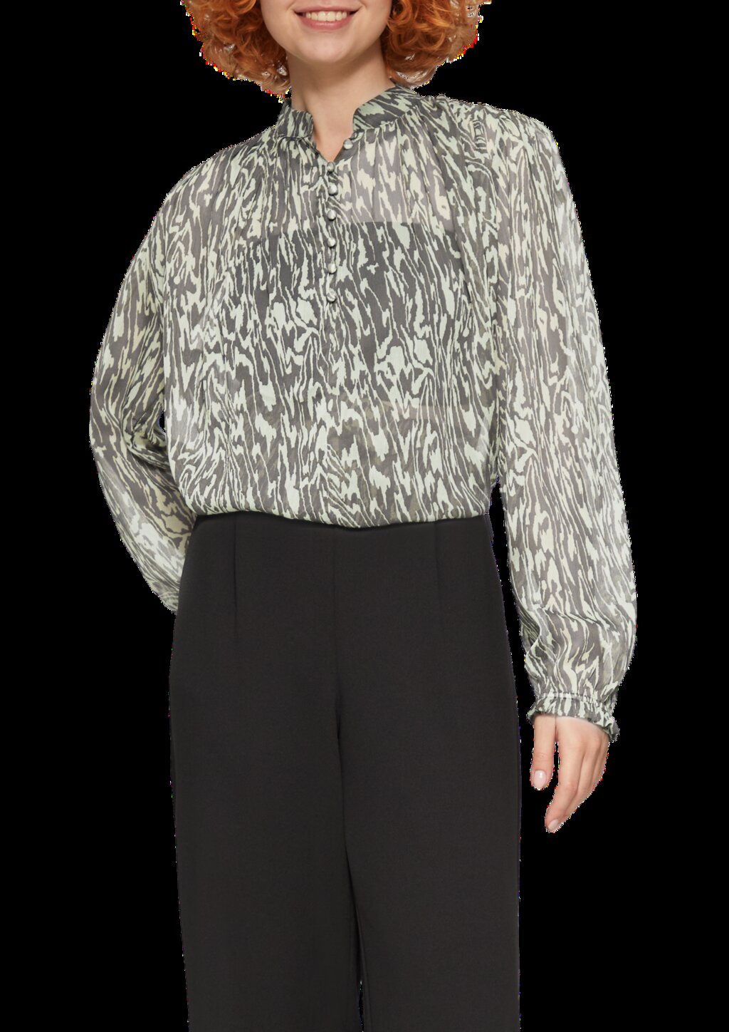 Transparente Bluse mit All-over-Print