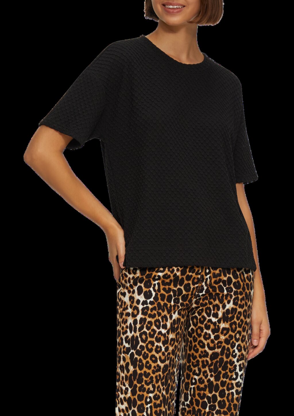 Sweatshirt mit Rundhalsausschnitt und strukturierter Oberfläche