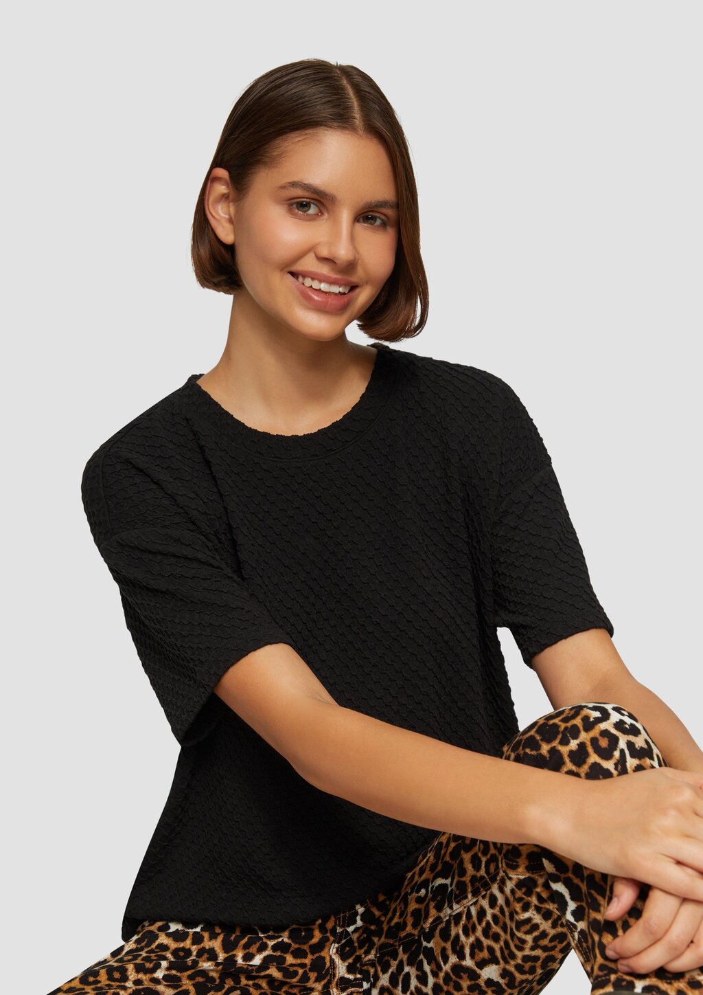 Sweatshirt mit Rundhalsausschnitt und strukturierter Oberfläche